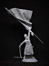 Сборная миниатюра из смолы Знаменосец, полки нового строя, XVII век, 54 мм, TRILOKA miniatures - фото