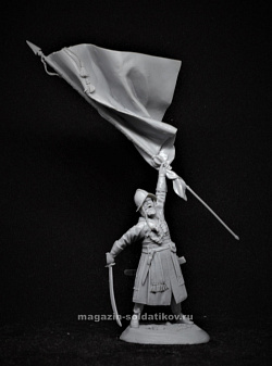 Сборная миниатюра из смолы Знаменосец, полки нового строя, XVII век, 54 мм, TRILOKA miniatures (TLK-54-009) (TLK-54-009)