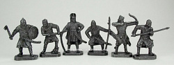Фигурки из металла ое (цинк, чернение), 15-16 вв, 6 шт, 40 мм, Солдатики Публия