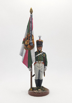 Миниатюра из олова Подпрапорщик мушкетерского полка со знаменем, 1803-06 гг, 54 мм, Студия Большой полк (БП0495.12.02.54) (БП0495.12.02.54)