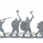 Солдатики из пластика Доп. Викинги. Дружина ярла (4 шт, серый) 52 мм, Солдатики ЛАД