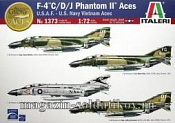 1373 ИТ Военный самолет F-4 PHANTOM "Асы Вьетнама" 1:72 Italeri