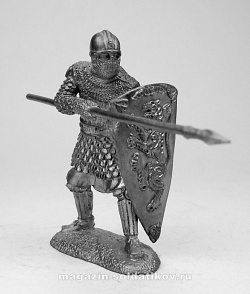Миниатюра из олова Тяжеловооруженный русский дружинник, XIII век, 54 мм, Солдатики Публия