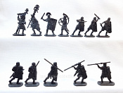 Солдатики из пластика Тевтобург: Римские легионеры (12 шт, графит) 52 мм, Солдатики ЛАД - фото