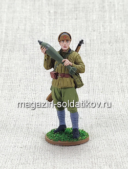 Красноармеец-мин. с миной к 120-мм плк. миномёту, 1941-43гг. СССР, 54 мм (QF0048) (QF0048)