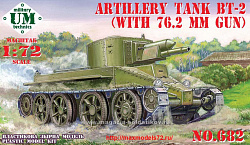 Сборная модель из пластика Артиллерийский танк БТ-2 с оригинальной пушкой 76,2 мм UM technics (1/72)