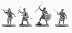 Сборная миниатюра из смолы Русь, набор №7, 4 фигуры, 28 мм, V&V miniatures