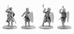 Сборная миниатюра из смолы Крестоносцы, набор №3, 4 фигуры, 28 мм, V&V miniatures