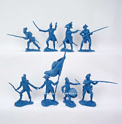 PTSPL045 Французская пехота, 1798-1802 гг (8 шт, синий цвет), 1:32, Солдатики Публия