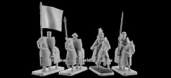 Сборная миниатюра из смолы Крестоносцы всадники 2, командный набор, 4 фигуры, 28 мм, V&V miniatures