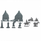 Солдатики из пластика Половецкий стан, Полный комплект (10 шт, серебристый), Воины и битвы - фото