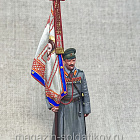 Миниатюра из олова Подпрапорщик с полковым знаменем, Россия 1914 г., 54 мм, Студия Большой полк (ИЛ2690.13.02.54) (ИЛ2690.13.02.54)