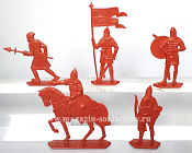 Солдатики из пластика Ледовое побоище. Русская дружина, 54 мм (5 шт, терракотовый), Воины и битвы - фото