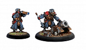 Сборная миниатюра из металла PIP 33029 Khador Winterguard Mortar Crew BLI Warmachine - фото