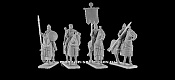 Сборная миниатюра из смолы Византийские император с генералами и знаменосцем, 4 конных фигуры, 28 мм, V&V miniatures - фото