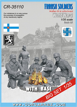 Сборная миниатюра из смолы CR 35110 Финские солдаты/ Ваффен СС и Лотта Свярд/ 5 фигур+ база 1/35 Corsar Rex