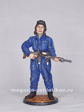 Миниатюра в росписи Танкист, стрелок-радист с пулемётом ДТ. 1943-45 гг. СССР, 1:32, Сибирский партизан - фото
