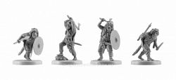 Сборная миниатюра из смолы Викинги, набор №9, 4 фигуры, 28 мм, V&V miniatures