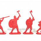 Солдатики из пластика Доп. Викинги. Дружина ярла (4 шт, рубиновый) 52 мм, Солдатики ЛАД
