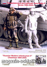 Сборная миниатюра из смолы Современный Российский пехотинец №2. Чечня 1994-2005. (1ф) 1/35 Tank - фото