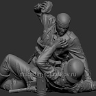 Сборная фигура из смолы Схватка красноармейца с солдатом Вермахта. 1941-42 г., 1:35, SOGA miniatures (SM 3018) (SM 3018)