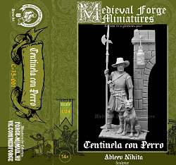 Сборная миниатюра из смолы Centinela con perro, 75 mm (1:24) Medieval Forge Miniatures