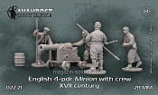 Сборная миниатюра из смолы Английский 4-фунтовый миньон с расчётом, XVII в, 28 мм, Аванпост - фото