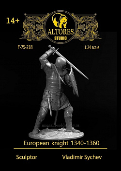Сборная миниатюра из смолы Европейский рыцарь 1340-1360 гг, 54 мм, Altores Studio