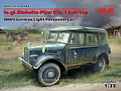 Сборная модель из пластика le.gl.Einheitz-Pkw Kfz.1 с тентом, Германский легкий внедорожный автомобиль ІІ МВ (1/35) ICM - фото