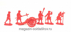 Солдатики из пластика Артиллерия Петра I. Северная война (5+1, красный) 52 мм, Солдатики ЛАД