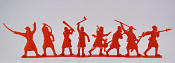 Солдатики из пластика Крестьяне и разбойники (8 шт, красный цвет, в коробке), 54 мм Воины и битвы - фото
