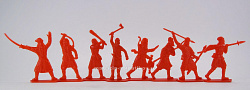 Солдатики из пластика Крестьяне и разбойники (8 шт, красный цвет, в коробке), 54 мм Воины и битвы