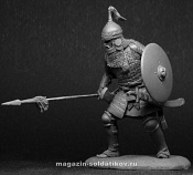 Сборная миниатюра из металла Монгольский воин с копьем, XIV век, 54 мм, Chronos miniatures - фото