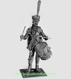Миниатюра из олова Русский гвардейский барабанщик, 1814 г, 54 мм, Россия (5589) (5589)