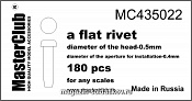 Аксессуары из смолы Плоская заклепка, диаметр-0.5mm; диаметр отверстия для монтажа-0.4mm; 18 1/35 MasterClub - фото