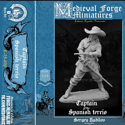 Сборная миниатюра из смолы Captain of the Spanish Tercio, 75 mm (1:24) Medieval Forge Miniatures