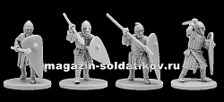 Сборная миниатюра из смолы Нормандская пехота №2, 4 фигуры, 28 мм, V&V miniatures