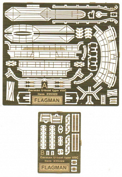 Сборная модель из пластика ФЛ 235822 Набор фототравления для подводной лодки тип VII C специальные версии (1/350) Flagman