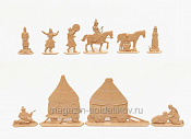 Солдатики из пластика Половецкий стан, Полный комплект (10 шт, бежевый), Воины и битвы - фото