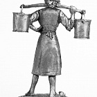 Миниатюра из олова 762 РТ Девушка с ведрами, 54 мм, Ратник