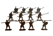 Солдатики из пластика Русская пешая дружина, Большой полк (12 шт, бронзовый), Воины и битвы - фото
