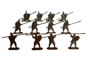 Солдатики из пластика Русская пешая дружина, Большой полк (12 шт, бронзовый), Воины и битвы - фото