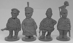Сборные фигуры из смолы Гражданская война в России: Красные гусары 1917-22 гг., шаржевые фигуры - 4 шт. (CHM-50.18) (CHM-50.18)