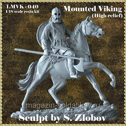Сборная миниатюра из смолы Mounted Viking, 90 мм, Legion Miniatures