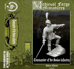 Сборная миниатюра из смолы Капитан швейцарских пехотинцев, 75 mm (1:24) Medieval Forge Miniatures (C-75-097) (C-75-097)