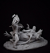 Сборная миниатюра из смолы Hoka Hey, 75 мм, TRILOKA MINIATURES - фото