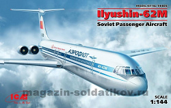 Сборная модель из пластика Самолет Советский пассажирский Ильюшин-62М (1/144), ICM