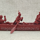 Солдатики из мягкого резиноподобного пластика Лесные индейцы. Каноэ. 1756-83 гг. (каноэ и три фигуры), First Legion (SP040) (SP040)