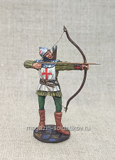 Миниатюра из олова Английский лучник, Столетняя война, 54 мм, Студия Большой полк - фото