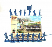 Солдатики из пластика 54-010 Французская линейная пехота в бою, 1812 год (голубой металлик), 1812 год Студия Большой полк - фото